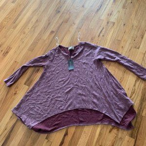 sinuous asymmetrical plum colored sweater top size L nwt